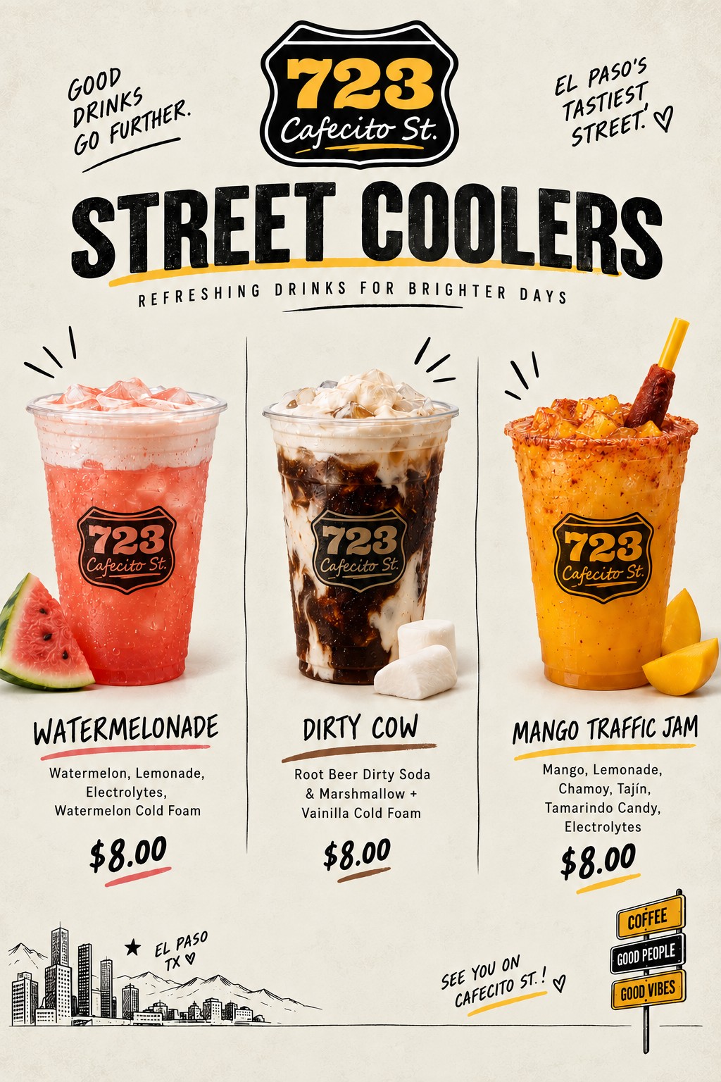 Watermelonade, Dirty Cow and Mango Traffic Jam